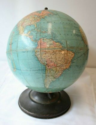 Vintage 1946 Replogle 12 - Inch World Globe With Metal Base