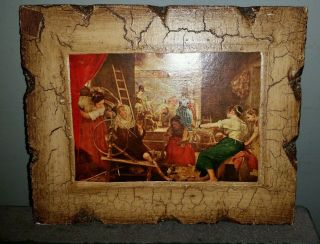 Vintage Action Handcrafted In Spain Wall Plaque 8 - 1/4 " X 6 - 3/4 "