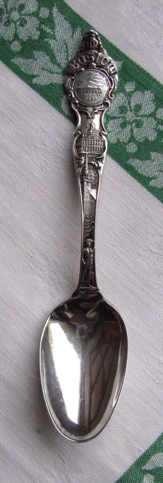 American Rw&s R.  Wallace & Sons Sterling Silver Souvenir Spoon " Boston " Antique