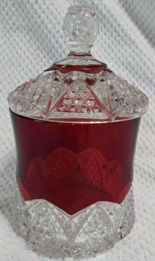 Antique Eapg Ruby Glass Lidded Sugar Dish Red Crystal Victorian Glassware