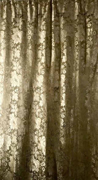 Antique Vintage Cream Lace One Panel Curtain Gorgeous Floral Design 72 " X 38 ",