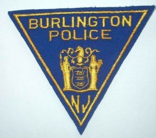 Old Vintage Burlington Police Patch Nj Jersey - Felt Triangle - 4 5/8 Inches