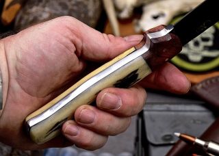 CFK Handmade D2 Custom WOLF & DEER Scrimshaw Bone Cocobolo Wood Hunting Knife 8