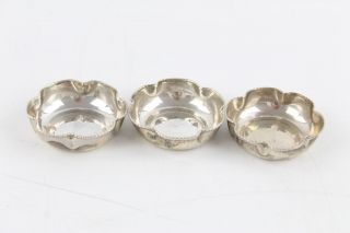 3 X Vintage Stamped Continental.  925 Sterling Silver Dishes W/ Fluted Edge (41g)