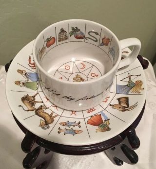 Vintage 1970s Taltos Fortune Telling Tea Cup Saucer Set Divination Astrology