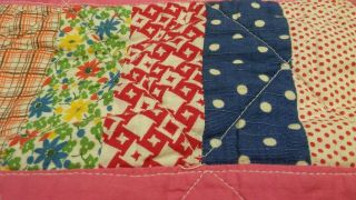 Vintage 1930 ' s Handmade Small Pink Quilt 23 