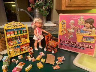 Vintage Mattel Shopping Sheryl Doll With Shopping Cart And Food