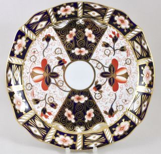 Antique Royal Crown Derby Traditional Imari 2451 9” Shaped Cake Plate 1st C.  1913