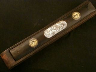 10.  6 Inches Chinese Old Wood Hand Carved Chopstick Box C003