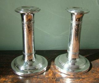Pair Antique Georgian ? Silver Sheffield Plate Candlesticks