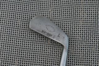 Antique Vintage Hickory Wood Shaft Early MacGregor Favorite Smooth Face Mid Iron 3