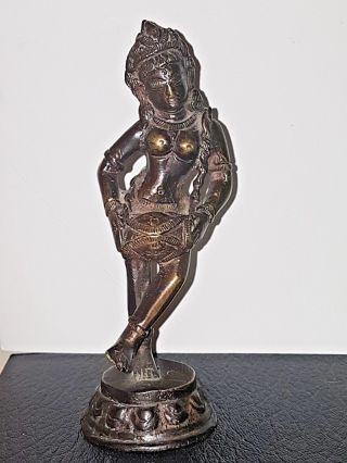 India Antique Bronze Krishna God Dancing Hindu Deity Statue Figure Buddha