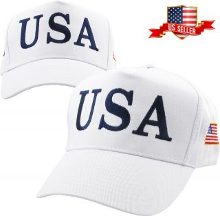 Usa Trump Hat - 45th President - Make America Great Again - White Cap