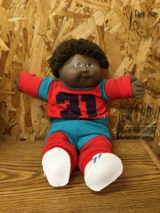 Vintage 134 Boy Cabbage Patch Kid Doll African American 1982 Sports Outfit 31