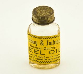 Vintage Very Scarce Abbey & Imbrie Reel Oil Bottle Label Je14