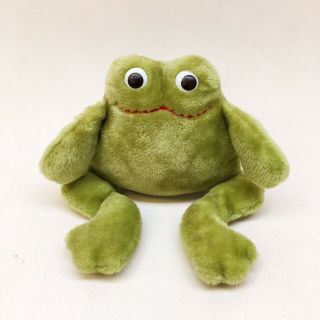 Vintage R Dakin 1974 Plush Green Frog Chime Rattle Chubby Fat Stuffed Animal Toy