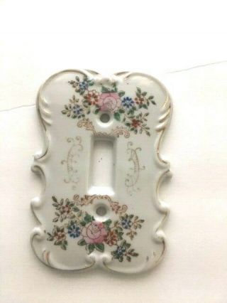 Vintage Porcelain Floral Light Switch Wall Plate Cover Japan Shabby Chic
