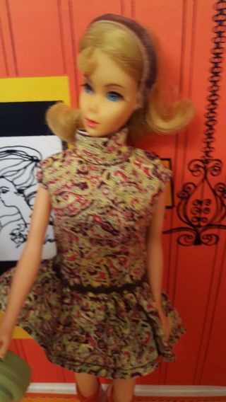 VTG Barbie Clone FAB - LU BABS PREMIER MADDIE MOD Paisley MINI DRESS Boots & Purse 2