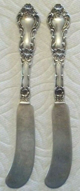 2 Vintage Watson Sterling Silver Miniature Butter Knives Knife 5 - 5/8 " 64 Grams
