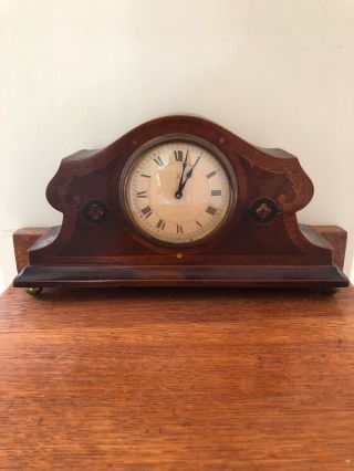 Wooden Mantle Clock,  With Key.