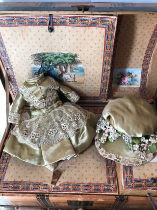 Antique Style Vintage Smaller Child Doll Fashion W/matching Hat