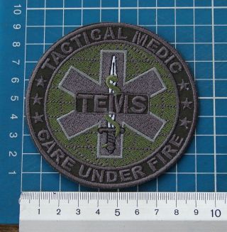 Tactical Medics Ems Tems Paramedic Patch Logo Sew On Embroidery Care Under Fire