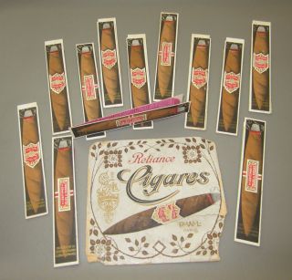 12 Antique Legitimos Hojas Habana Accordion Paper Cigar Holders Sleeves Nos Sign