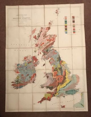 Antique Ordnance Survey Geological Map Of The British Isles