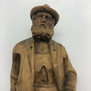 Vintage Hand Carved Wooden Figurine Old Man With Cane Hand Carved 6.  5 Inches 3