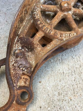 Antique Myers Cast Iron Hay Trolley Barn Pulley Vintage H 453 454 Farm Tool 3