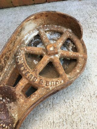 Antique Myers Cast Iron Hay Trolley Barn Pulley Vintage H 453 454 Farm Tool 4