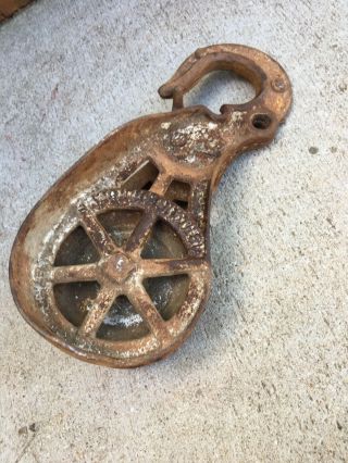 Antique Myers Cast Iron Hay Trolley Barn Pulley Vintage H 453 454 Farm Tool 6