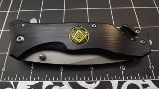 Tactical Masonic Mason Folding Pocket Knife Freemason Square & Compass