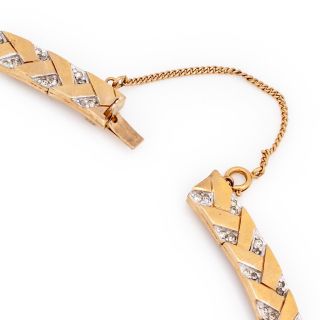 Antique Vintage Mid Century Gold Plated PANETTA Bold Rhinestone Collar Necklace 5