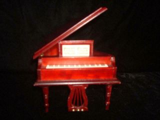 Vintage Doll House Baby Grand Piano Cherry Finish Brass Foot Pedals
