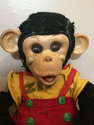 Vintage Rushton Rubber Face One Handed Zippy Zip Howdy Doody Monkey Plush 18 "