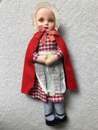 3 Vintage Dolls 1950s - Little Red Riding Hood,  Madame Alexander & Austrian