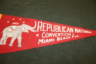 1968 Dated Gop Republican National Convention Miami Beach,  Fla.  Pennant