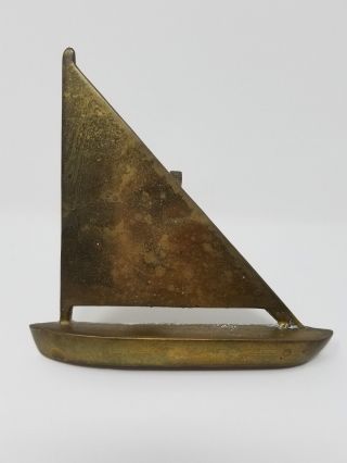 Vintage Solid Brass Sailboat Door Knocker Sail Boat 51/2 " Tall 5 3/4 Wide
