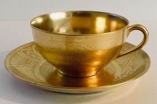 Antique W A Pickard Art Deco Tea Cup Set Gold Trim Hand Painted China (1691).