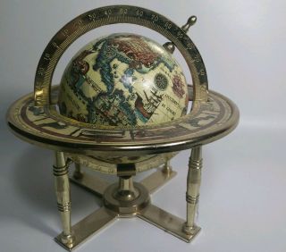 Vintage Old World Small Desk Globe Astrological Signs Gold Color From Japan