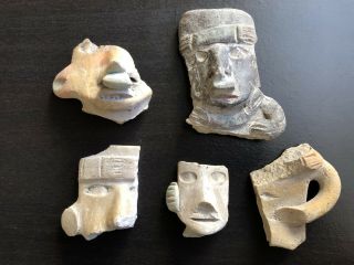 Pre - Columbian,  West Mexico,  Jalisco Grouping Of Head Fragments,  (200 Bc - 250 Ad)