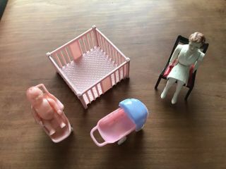 Renwal Nurse Doll Vintage Plastic Dollhouse Furniture Ideal With Baby &