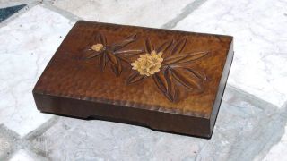 Antique Walnut Wood Hand Carved French Table Documents,  Jewelry,  Cigar Storage Box