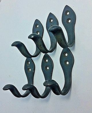 6 French Single Coat Hat Hooks 2 1/8 " Solid Brass C8