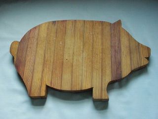 Vintage Wooden Pig Cutting Board Butcher Block Look