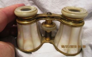 Antique Lemaire Of Paris Mother Of Pearl Brass Opera Glasses Ferd Wagner