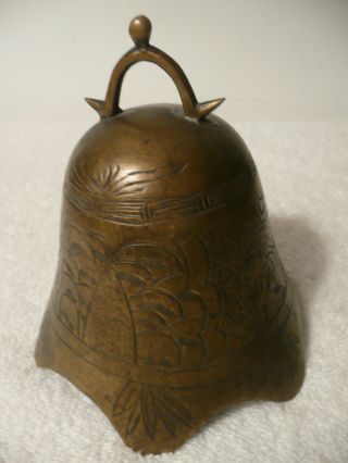 Vtg Large Antique Brass Asian Chinese China Temple Bell Mission No Clapper