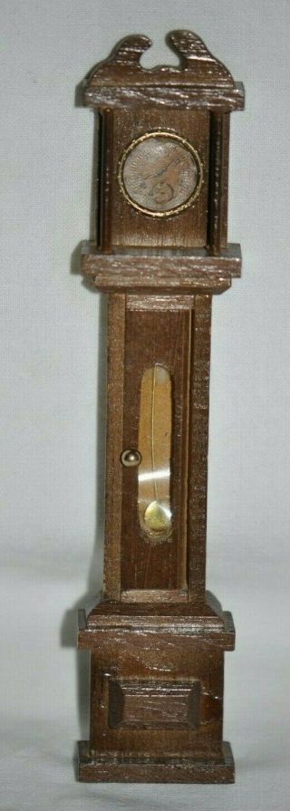 Vintage Walnut Wood Victorian Style Grandfather Clock 1:12 Scale Doll Furniture