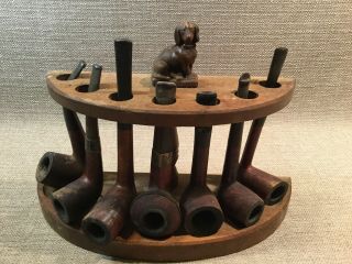 Antique Carved Dachshund Black Forest Swiss Pipe Smoker 